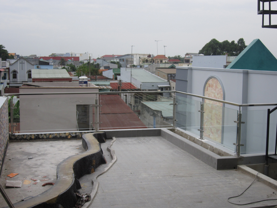 Lan can kính cường lực Inox -03